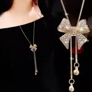 Collier long femme noeud brillant 1