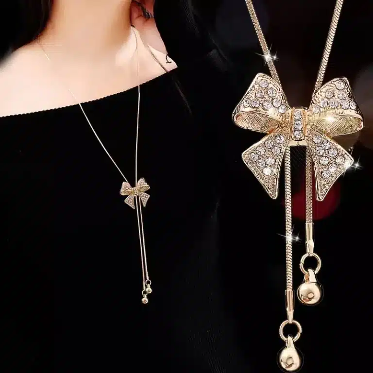 Collier long femme noeud brillant 1