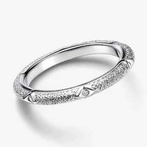 Bague femme alliance texturée argent brillant 1