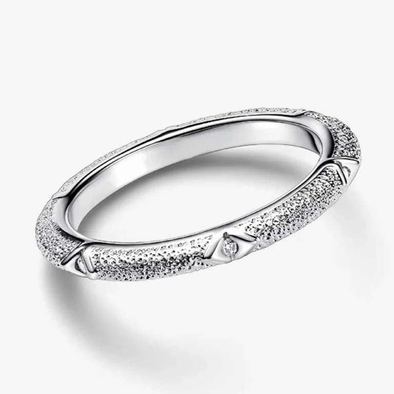 Bague femme alliance texturée argent brillant 1