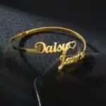 Bracelet double prénom doré pour couple avec coeur 1
