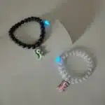 Bracelets couple noir et blanc dinosaures kawaii 3