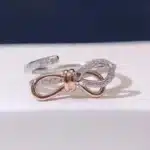 Bague de promesse noeud femme rose gold brillant 1