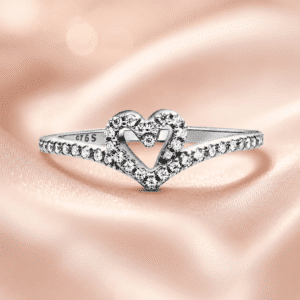 Bague femme coeur brillant ouvert