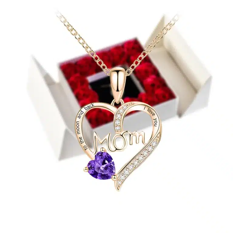 Coffret roses éternelles collier coeur fête des mères 1