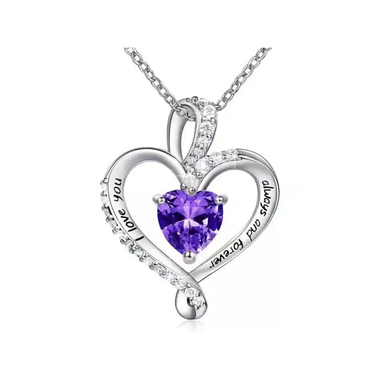 Boite bijoux rose éternelle collier coeur brillant 18