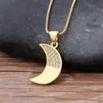 Collier femme lune dorée brillante 1