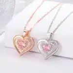 Collier femme coeur ajouré brillant strass 1
