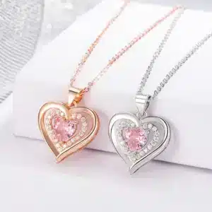 Collier femme coeur ajouré brillant strass 1