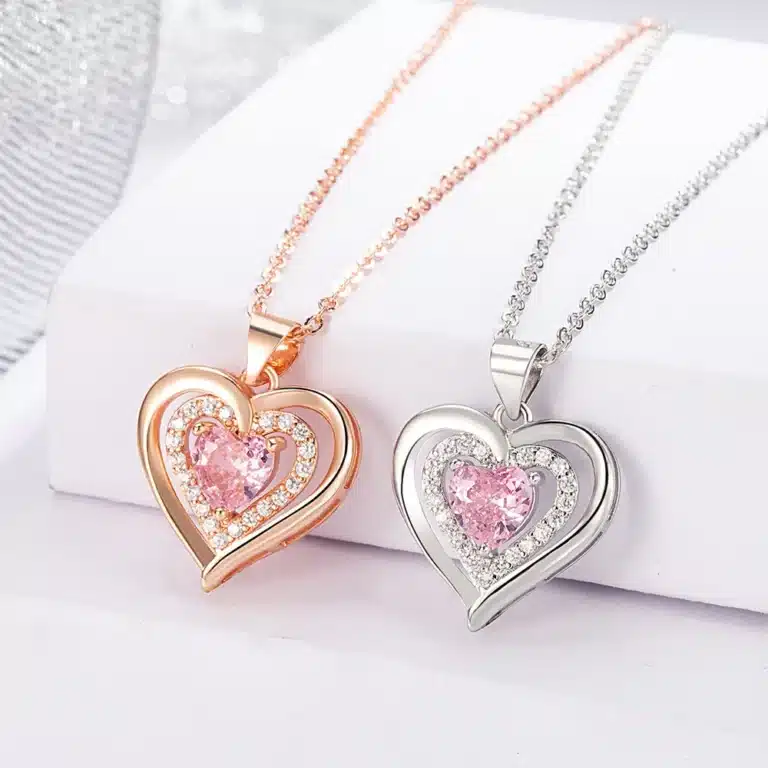 Collier femme coeur ajouré brillant strass 1