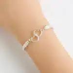 Bracelet femme argent double coeurs ajourés 1