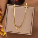 Collier femme chaine double anneaux 1