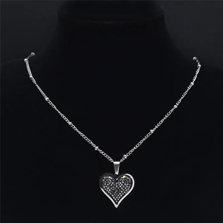 Collier couple femme coeur strass brillant 2