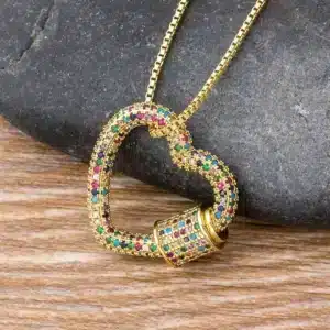 Collier cœur mousqueton arc-en-ciel femme 1