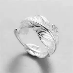 Bague de promesse femme plume argentée 1