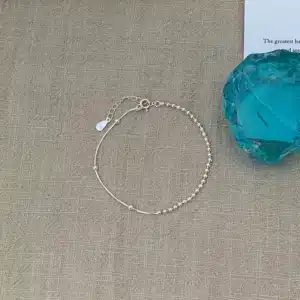 Bracelet femme argent demi perles demi chaîne 1