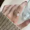 Bague de promesse coeur avec perle 1