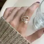Bague de promesse coeur avec perle 1