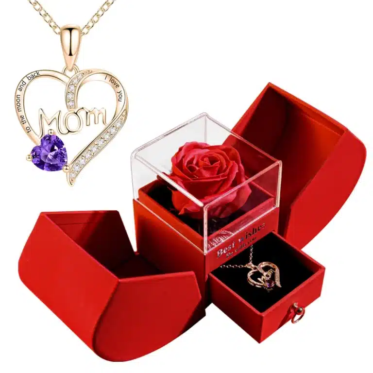 Coffret cadeau rouge collier maman 2