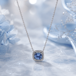 Collier femme solitaire bleu