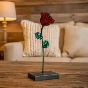Rose éternelle Belle et la Bête socle bois 6