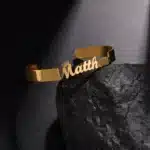 Bracelet femme doré personnalisé manchette pleine 1