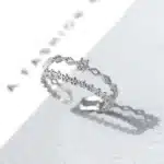 Bague double anneau brillants avec fleurs 3