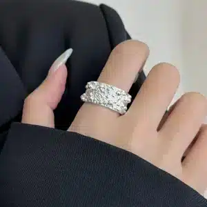 Bague femme argent vintage texturée 1