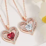 Boite bijoux rose éternelle collier coeur brillant rose gold 1