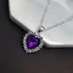 Collier femme coeur pierre colorée brillante 4