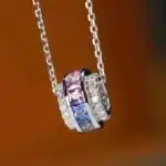 Collier femme anneau multicolore strass 1