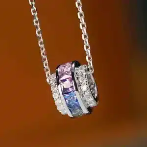 Collier femme anneau multicolore strass 1