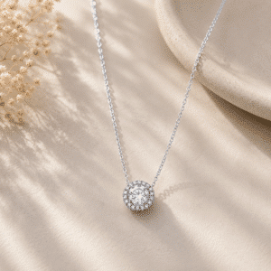 Collier femme argenté rond brillant