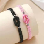 Bracelets couple promesse noeuds colorés 2