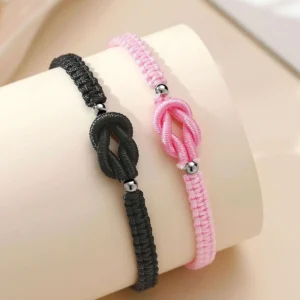 Bracelets couple promesse noeuds colorés 2