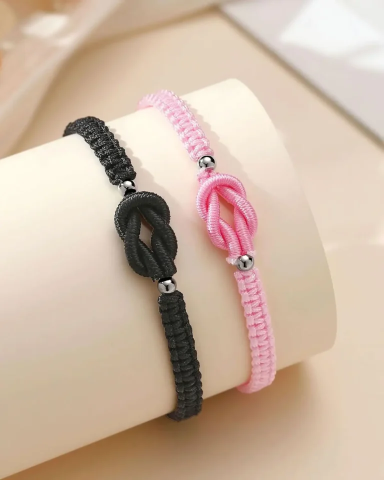 Bracelets couple promesse noeuds colorés 2