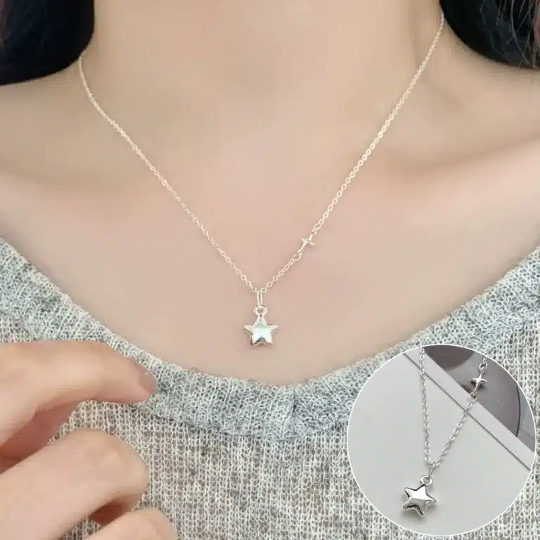 Collier double étoile argent 1