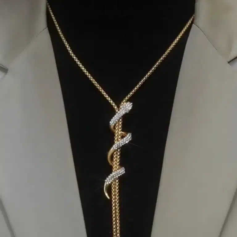 Collier long femme brillant torsadé 2
