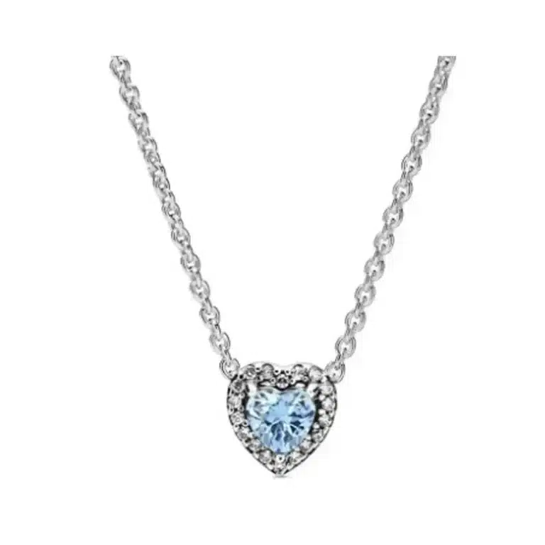 Collier femme solitaire coeur coloré brillant 2