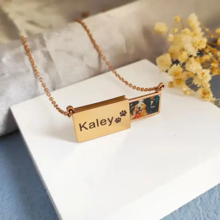 Collier femme personnalisé photo coulissant 5