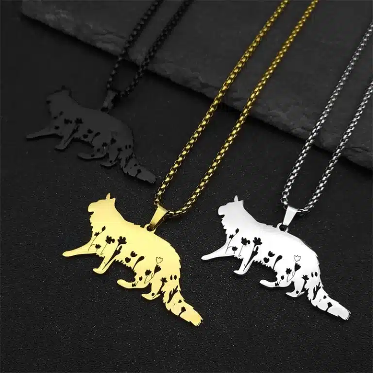 Collier femme chaton avec fleurs 2
