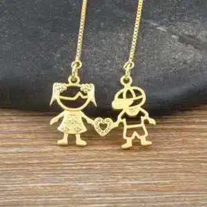 Collier couple doré fille garçon strass 1
