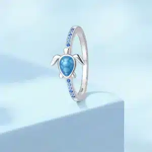 Bague femme tortue bleue 1
