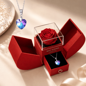 Coffret bijoux femme rose éternelle coeur