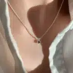 Collier solitaire vert argent pour femme 1