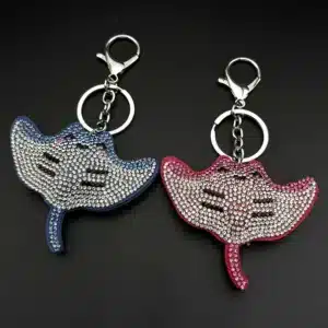 Porte-clés couple raie manta strass 1