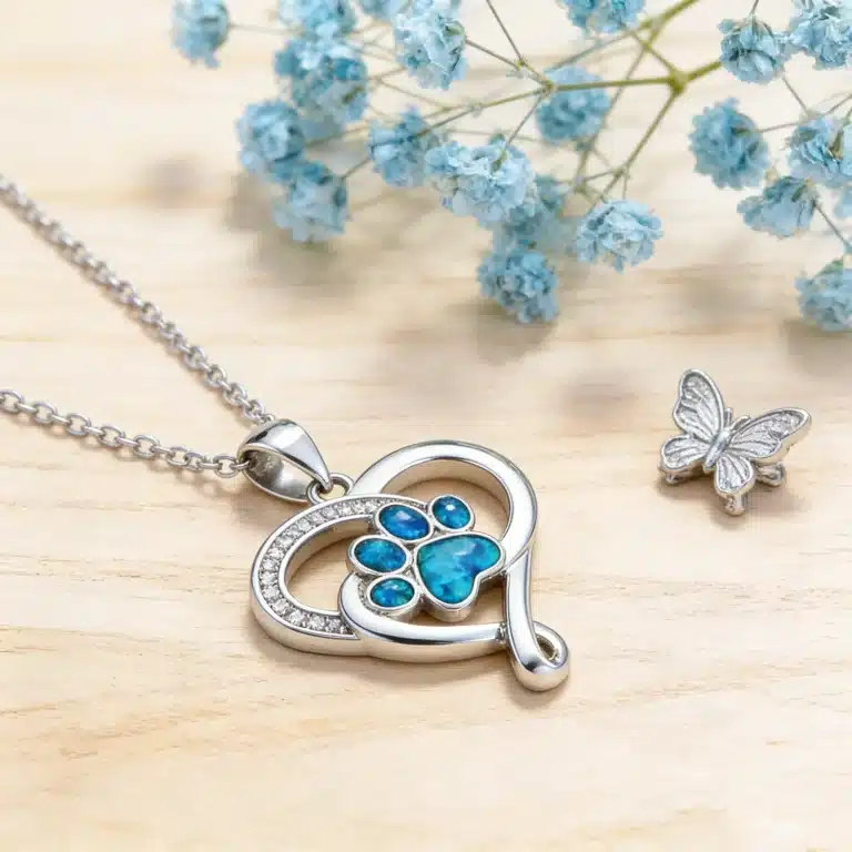 Collier femme coeur patte d'animal 5