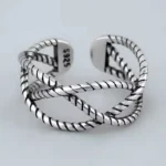 Bague tressée acier inoxydable femme 1