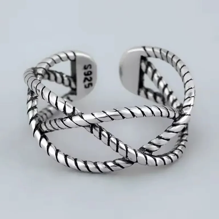 Bague tressée acier inoxydable femme 1