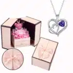 Coffret rose éternelle collier triple coeurs 4